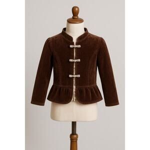 Vintage Bluebird Brown Velvet Jacket (Estimated 4-6)– Floral Lined Cottagecore